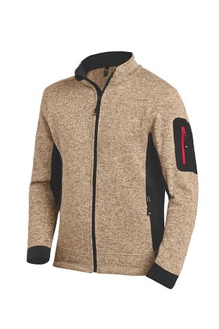 CHRISTOPH Strick-Fleece-Jacke beige-schwarz