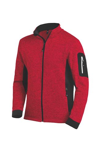 CHRISTOPH Strick-Fleece-Jacke rot-schwarz