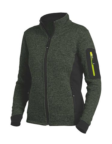 MARIEKE Damen Strick-Fleece- oliv-schwarz